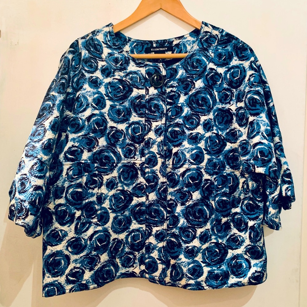 Ellen Tracy Bell Sleeve Silk and Cotton Swing Jacket